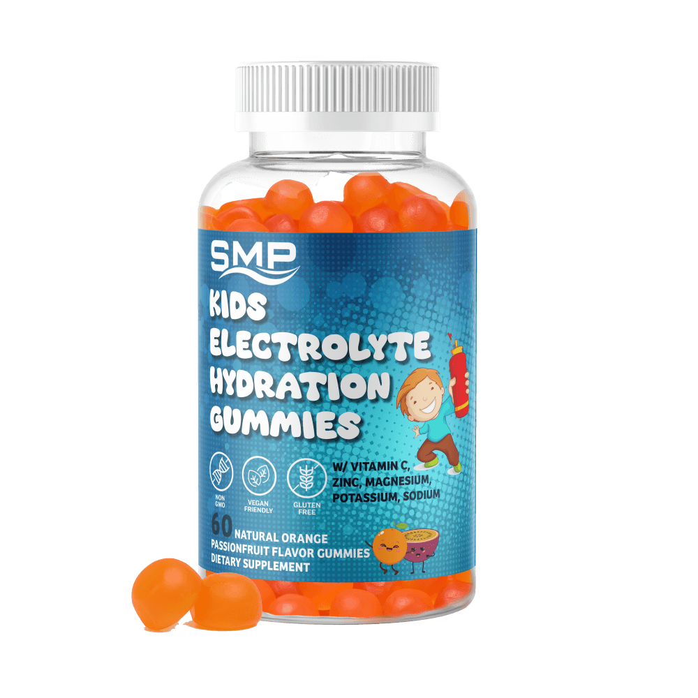 Kids Electrolyte Hydration Gummy W/ Vitamin C, Zinc, Magnesium, Potassium, Sodium – Natural Orange Passionfruit Flavor –Non-GMO – Gluten & Gelatin-Free – Vegan