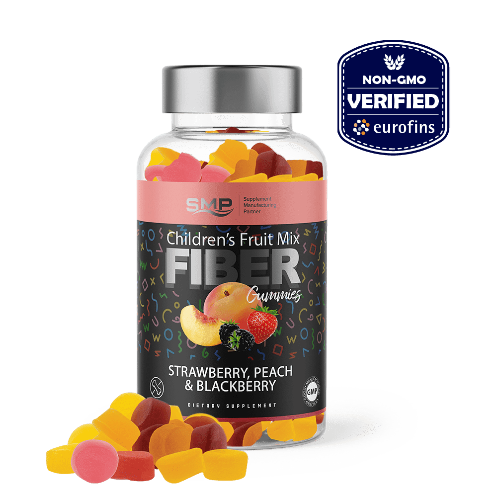 Kids 4+ Prebiotic Fiber Gummies - Natural Strawberry, Peaches & Blackberry Flavor - Gelatin-Free - Contains Inulin