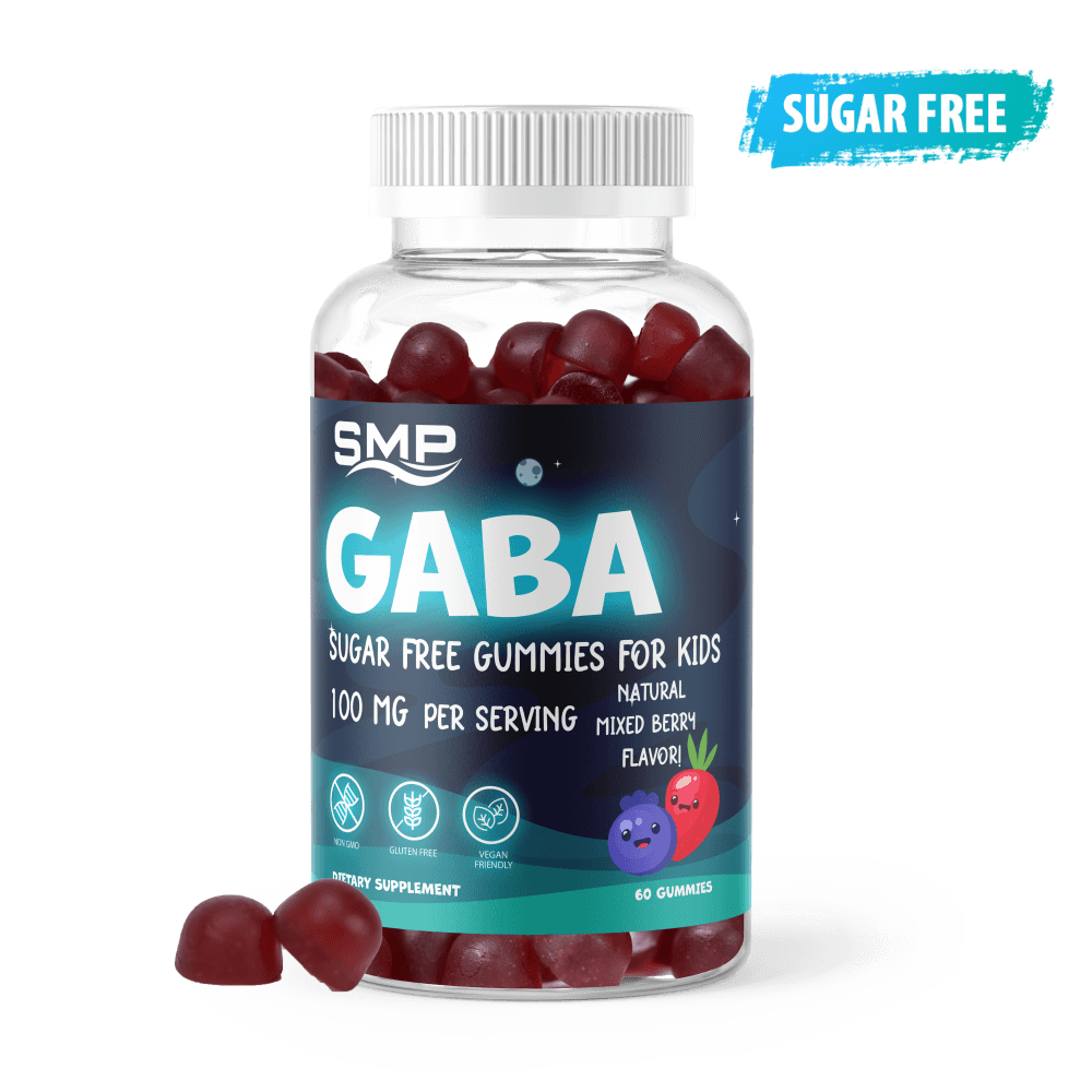 Kids 100mg GABA Gummy – Sugar Free – Natural Mixed Berry Flavor & Color – Gluten Free – Non-GMO – Vegan Friendly