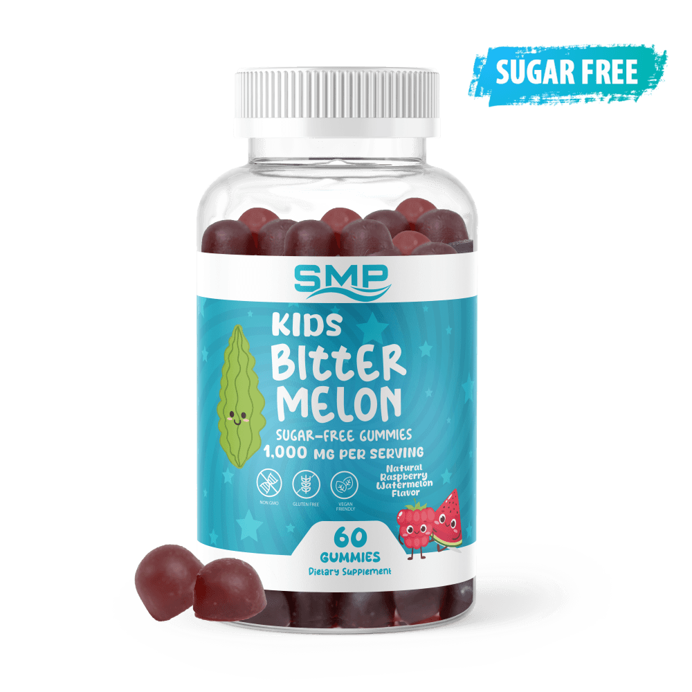 Kids 1,000mg*** Bitter Melon Gummy – Sugar Free – Natural Raspberry Watermelon Flavor & Color – Gluten Free – Non-GMO – Vegan Friendly