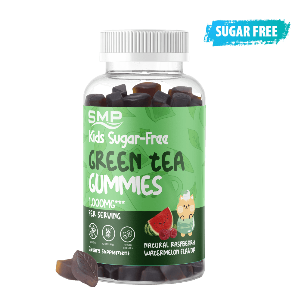 Kids 1,000mg*** Green Tea Leaf Gummy (Camellia Sinensis) – Sugar Free – Natural Raspberry Watermelon Flavor & Color – Gluten Free – Non-GMO – Vegan Friendly
