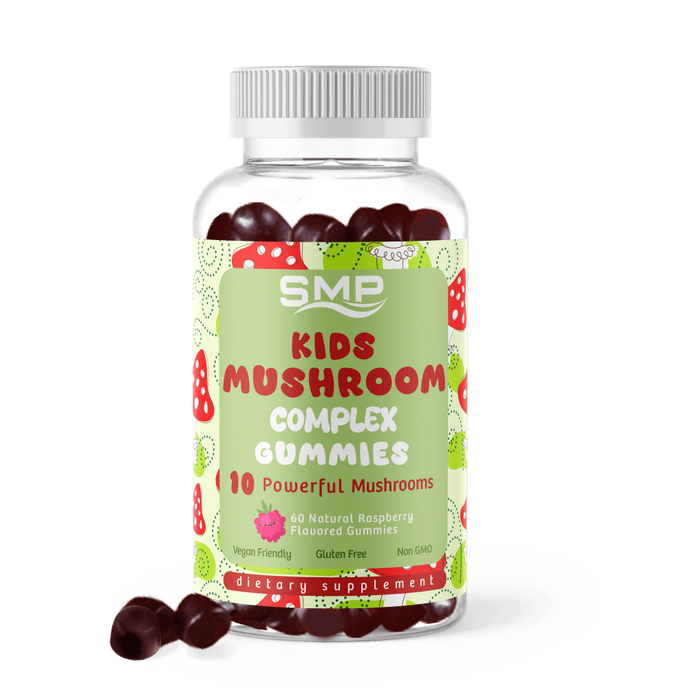 Kids 4+ Mushroom 10-Plex Gummies – Lions Mane & 9 more Mushroom 10:1 Extracts – Fruiting Body – Natural Raspberry Flavor – Non-GMO – Gluten-Free – Vegan