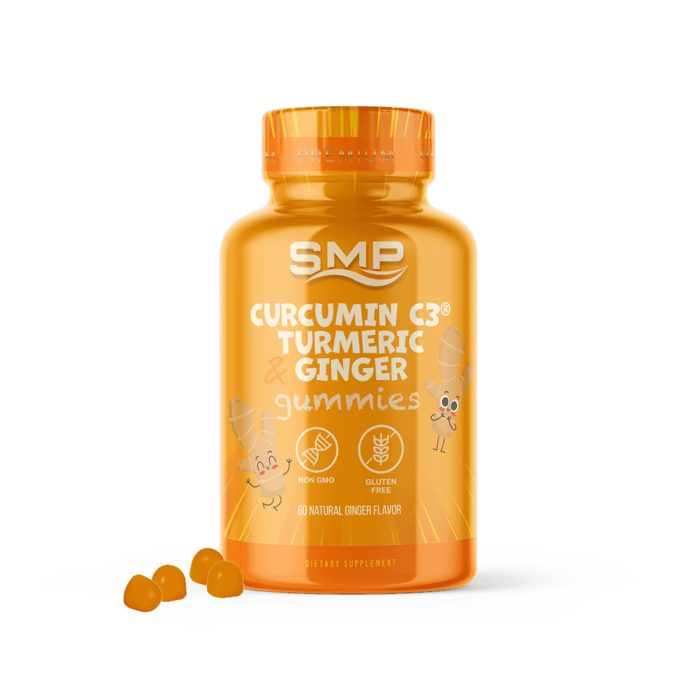 Kids Curcumin C3® Turmeric + Ginger Gummies - Tapioca Base – Natural Ginger Flavor - Gum Drop Shape – Gluten & Allergen Free – Non-GMO