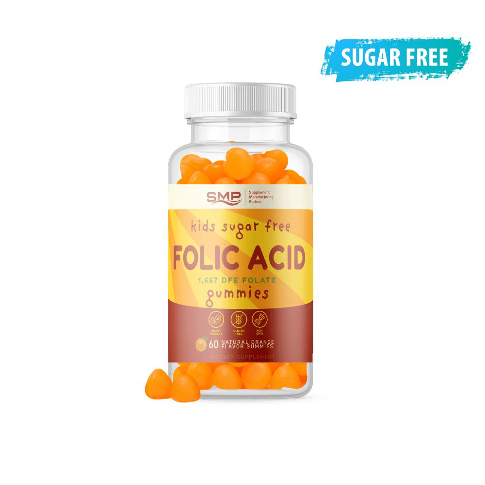 Kids 1,000mcg (1MG) Folic Acid – 1,667 DFE Folate – Sugar Free – Natural Orange Flavor – Gluten Free - Non-GMO – Vegan Friendly
