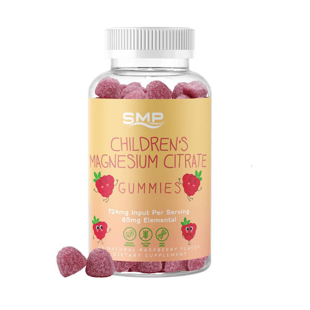 Kids Magnesium Citrate Gummies – 724mg Input Per Serving – 85mg Elemental – Natural Raspberry Flavor – Gelatin-Free – Vegan-Friendly – Non-GMO