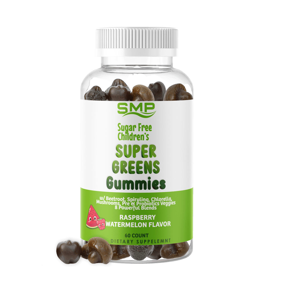 Kids 4+ Sugar Free Supergreens Gummies w/ Beetroot, Spirulina, Chlorella, Mushrooms, Pre & Probiotics – Veggies – 8 Powerful Blends – Gluten-Free – Non-GMO - Vegan-Friendly