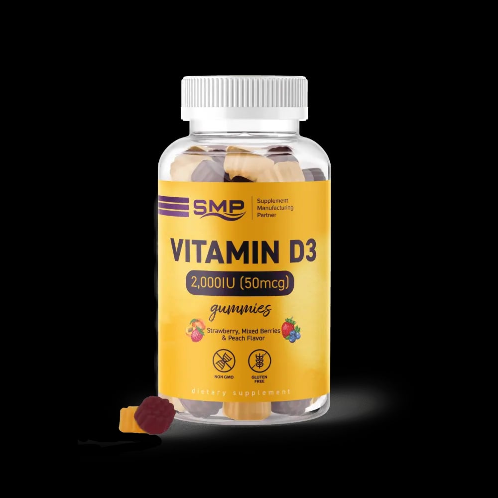 Vitamin D3 2,000IU (50 mcg) ! Natural Strawberry, Mixed Berry, & Peach Flavors – Non-GMO – Gluten Free – Vegetarian Friendly