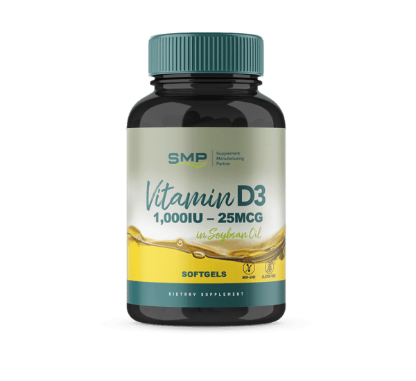 Vitamin D3 1,000IU – 25mcg – Softgels – Soybean Oil