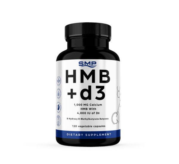 HMB and Vitamin D3 Supplement - 1,000 MG Calcium Calcium HMB With 4,000 IU of D3 - B-Hydroxy B-Methylbutyrate Butyrate Veggie Capsules - Non-GMO – Gluten-Free – Keto – Vegetarian