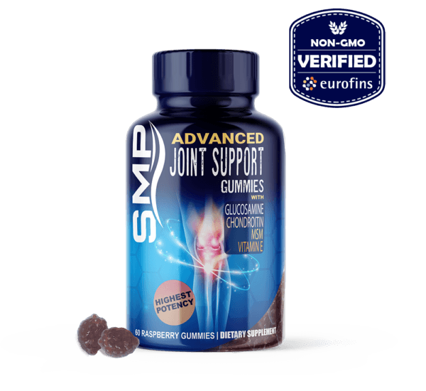 Advanced Joint Support Gummies - Glucosamine - Chondroitin - MSM - Vitamin E - Natural Raspberry Flavor