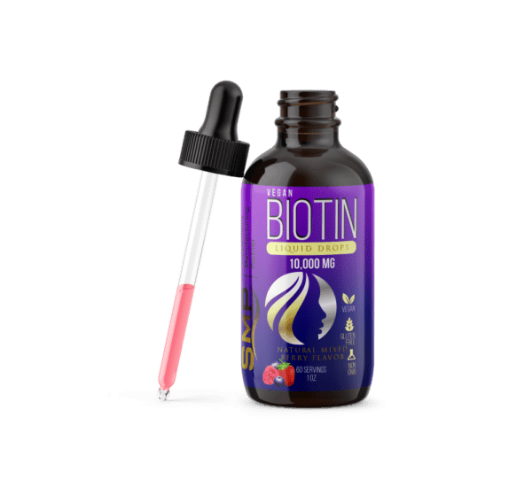 Vegan Biotin Liquid Drops – 10,000mcg – Mixed Berry Flavor