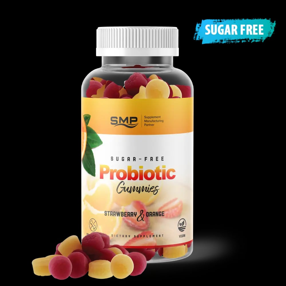 Sugar-Free Probiotic Gummies - 5 Billion CFU - Mixed Assorted Natural Flavors & Colors