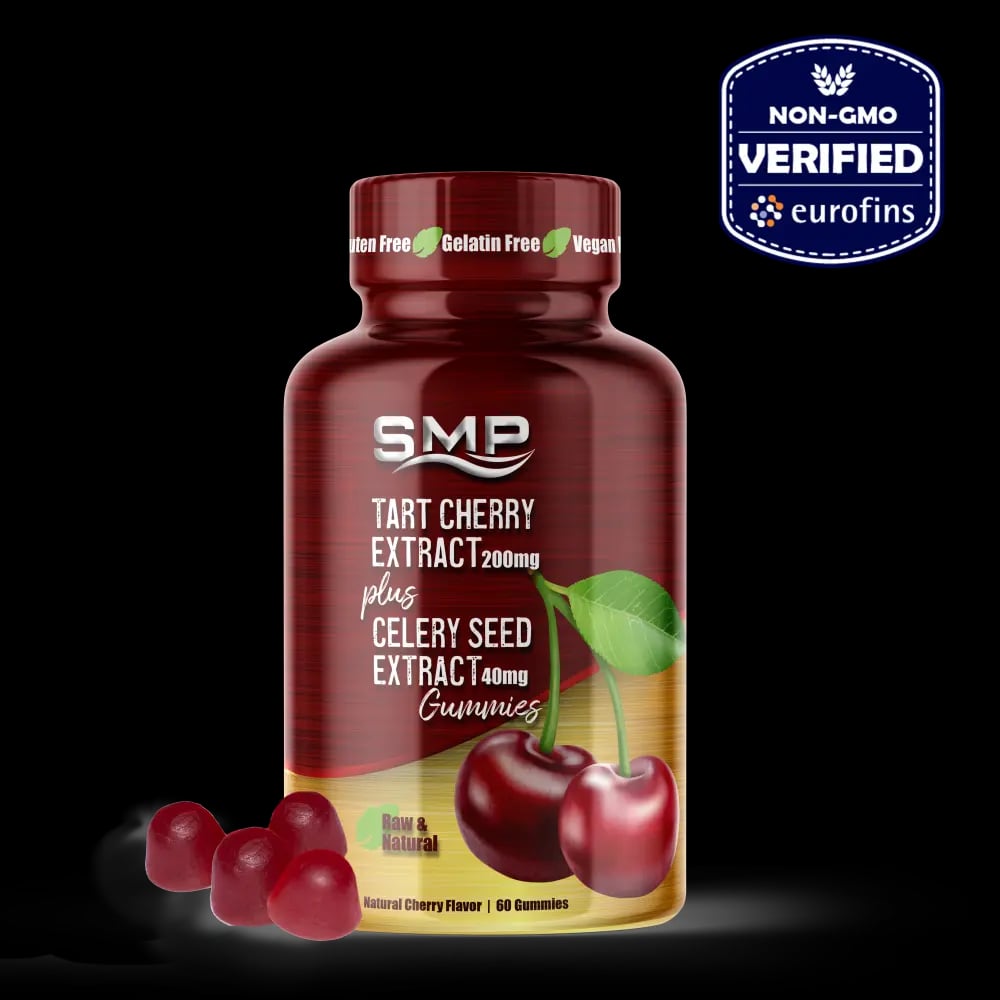 Tart Cherry Extract 2,000mg Gummies + Celery Seed Extract 400mg, Raw & Natural - Natural Cherry Flavor - Natural Colors