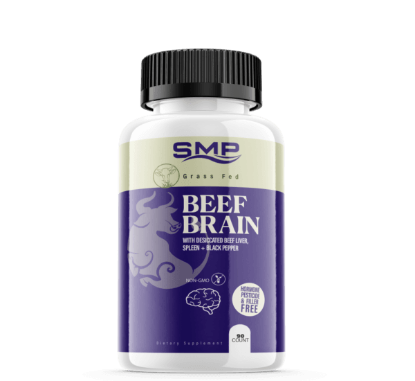 Grass Fed Beef Brain W/ Desiccated Beef Liver + Black Pepper Capsules- Non-GMO – Hormone, Pesticide & Filler Free – Freeze-Dried