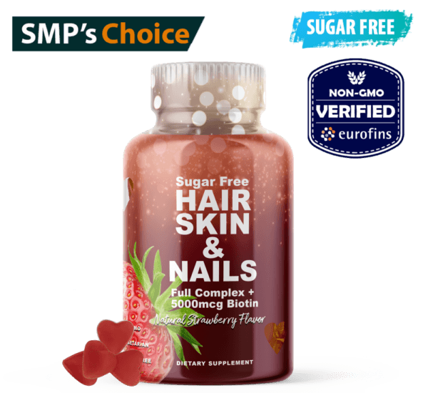 Sugar Free Hair, Skin, and Nails Gummies - Natural Strawberry Flavor