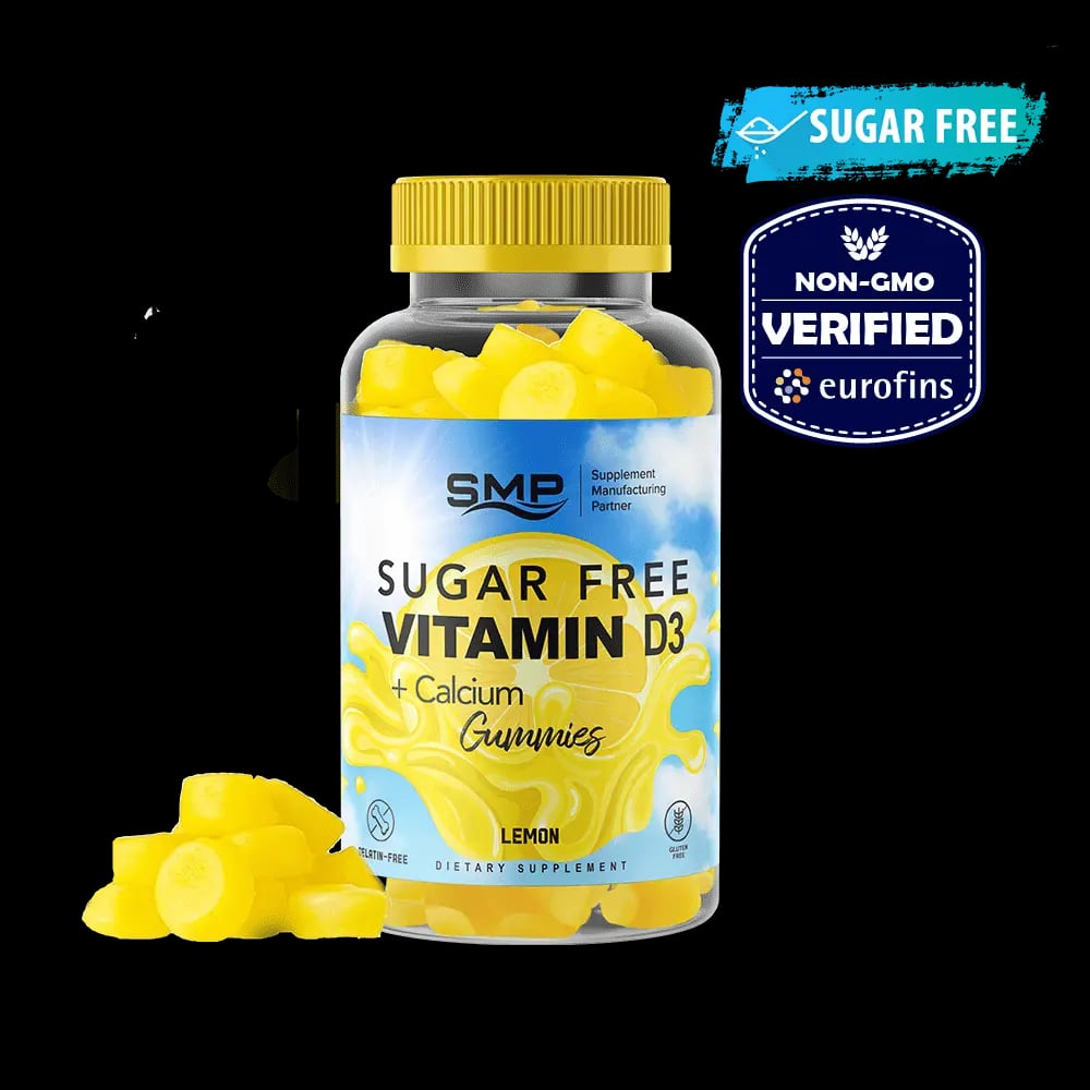 Sugar-Free Vitamin D3 + Calcium Gummies - Natural Lemon Flavor & Color 3g