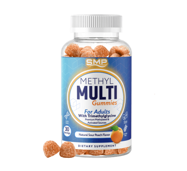 Methyl Multi Vitamin Sugar Free Peach Gummies for Adults W/ Trimethylglycine (TMG) 2.5g