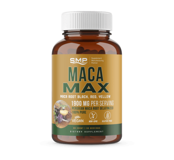 Maca Max Organic Maca Root Black, Red, Yellow 1900 MG per Serving Capsules