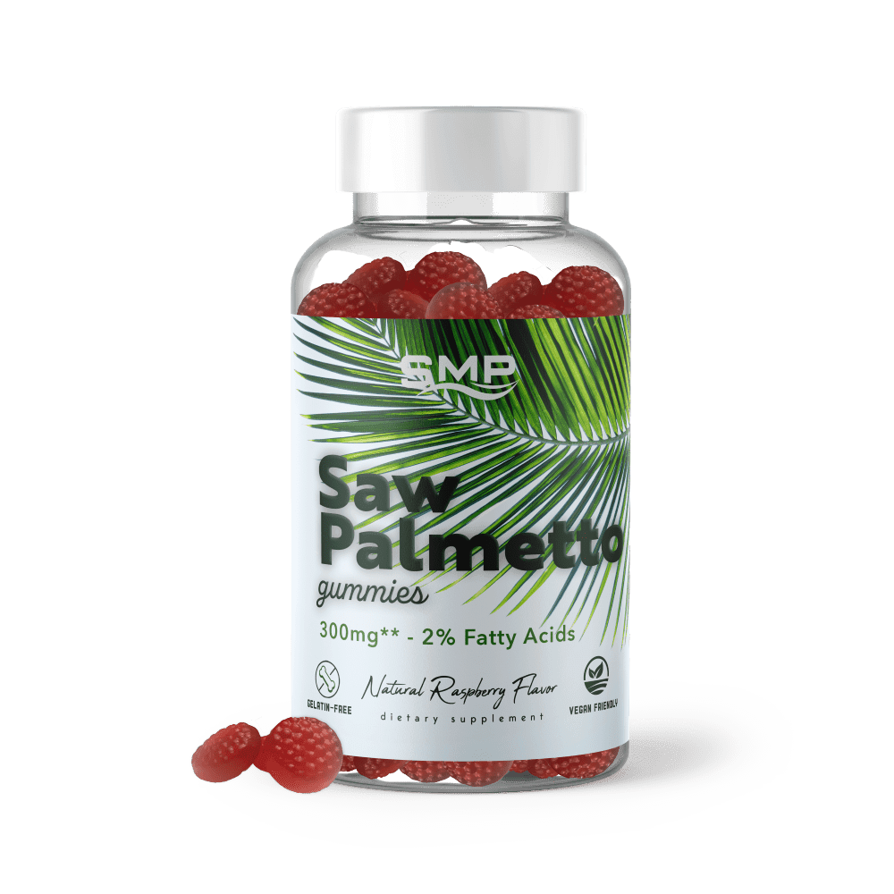 Saw Palmetto 300mg** - 2% Fatty Acids – Natural Raspberry Flavor – Gluten Free – Non-GMO – Vegan Friendly