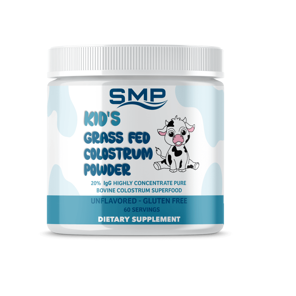 Kid's 4+ Grass Fed Colostrum Powder Supplement - 20% IgG Highly Concentrated Pure Bovine Colostrum Superfood, Gluten Free, Unflavored & Undiluted, 60 Servings