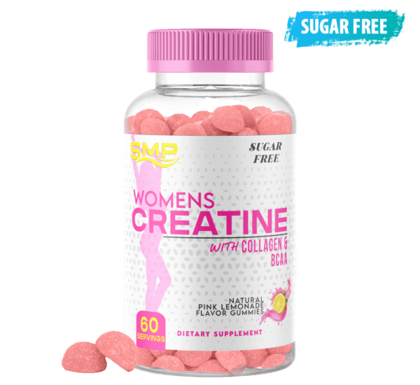 Creatine For Women W/ Bovine Collagen Peptides & BCAA 2:1:1 - Sugar Free Gummy – Natural Pink Lemonade Flavor – Gluten Free – Non-GMO