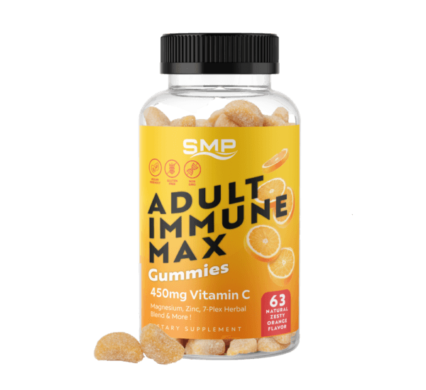 Adult Immune Max – 450mg Vitamin C, Magnesium, Zinc, 7-Plex Herbal Blend & More ! Natural Zesty Orange Flavor – Gluten Free – Non-GMO – Vegan Friendly