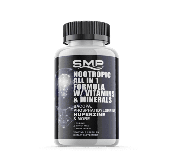 All In 1 Nootropic Formula W/ Vitamins – Minerals – DMAE – Bacopa – Phosphatidylserine, Huperzine & More! – Vegetable Capsules – Non-GMO – Gluten-Free