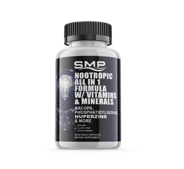 All In 1 Nootropic Formula W/ Vitamins – Minerals – DMAE – Bacopa – Phosphatidylserine, Huperzine & More! – Vegetable Capsules – Non-GMO – Gluten-Free