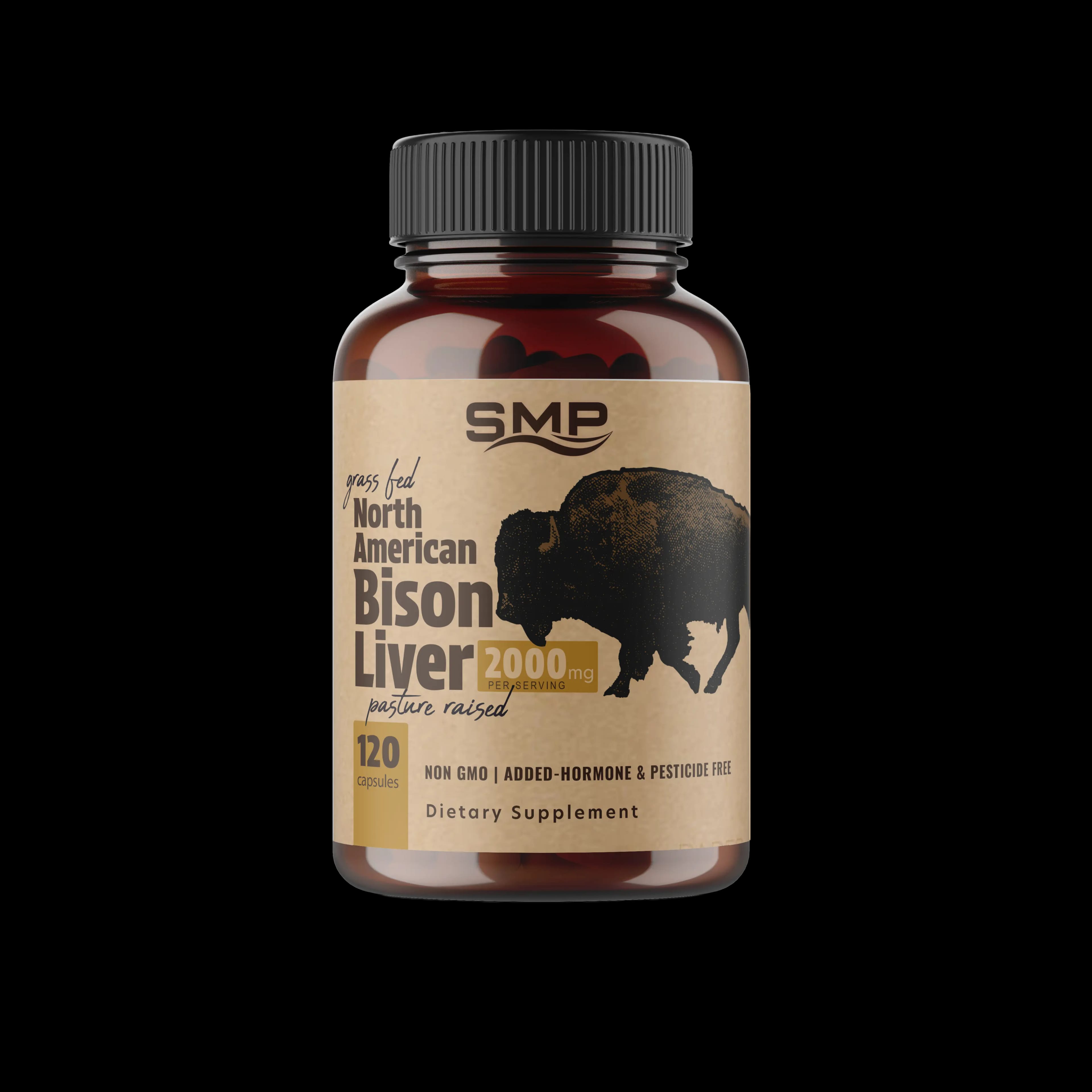 Grass-Fed North American Bison Liver Capsules 500mg ea, Size '0'