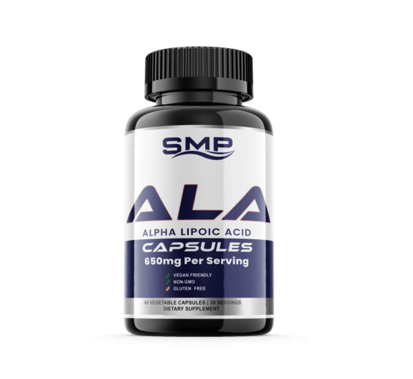 Alpha Lipoic Acid ALA 650mg Per Serving Capsules ! Vegan Friendly - Non-GMO – Gluten Free