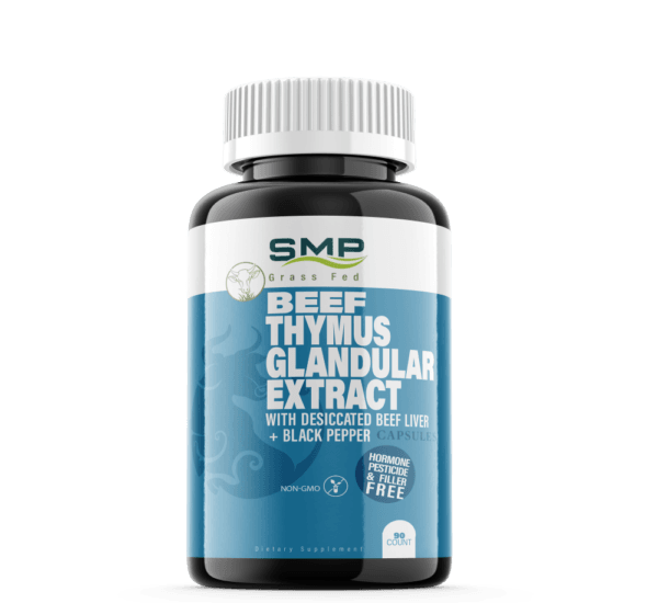 Grass Fed Thymus Glandular Extract W/ Desiccated Beef Liver + Black Pepper Capsules - Non-GMO – Hormone, Pesticide & Filler Free – Freeze-Dried