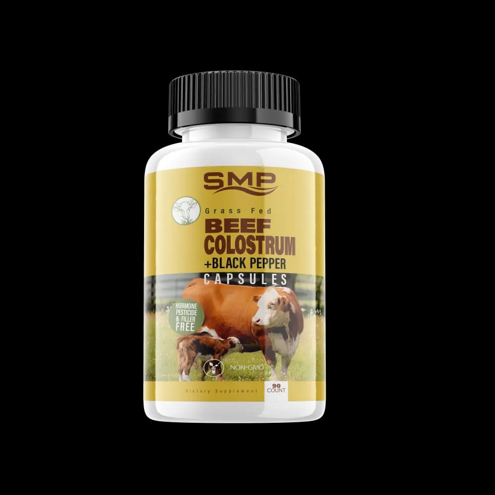 Grass Fed Beef Colostrum + Black Pepper Capsules - Non-GMO - Hormone, Pesticide & Filler Free