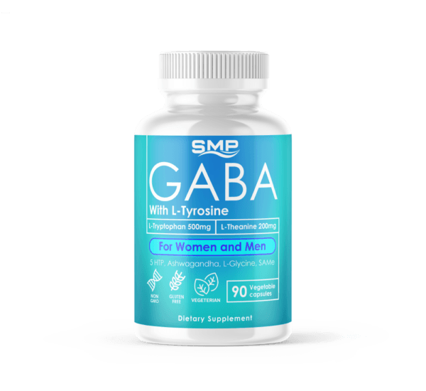 Stock GABA 750mg W/ 5 HTP, L Tryptophan 500mg, L Theanine 200mg, Ashwagandha Blend Capsules, Size '00'