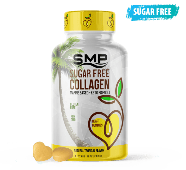 Collagen Sugar-Free Gummies - Natural Tropical Flavor & Color - Marine Based - Keto Friendly - Heart Shape