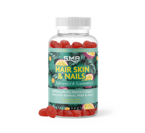 Hair Skin Nails Gummies Advanced - 6000mcg Biotin Natural Passion Fruit Flavor - Non-GMO - Gluten Free