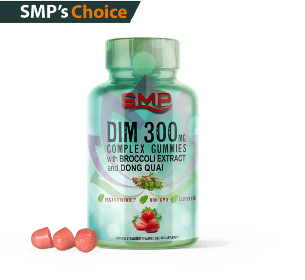 DIM 300mg – Complex Gummies – W/ Broccoli Extract & Dong Quai – Natural Strawberry Flavor & Color – Gum Drop Swirl Shape