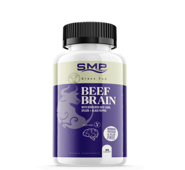 Grass Fed Beef Brain W/ Desiccated Beef Liver + Black Pepper Capsules- Non-GMO – Hormone, Pesticide & Filler Free – Freeze-Dried