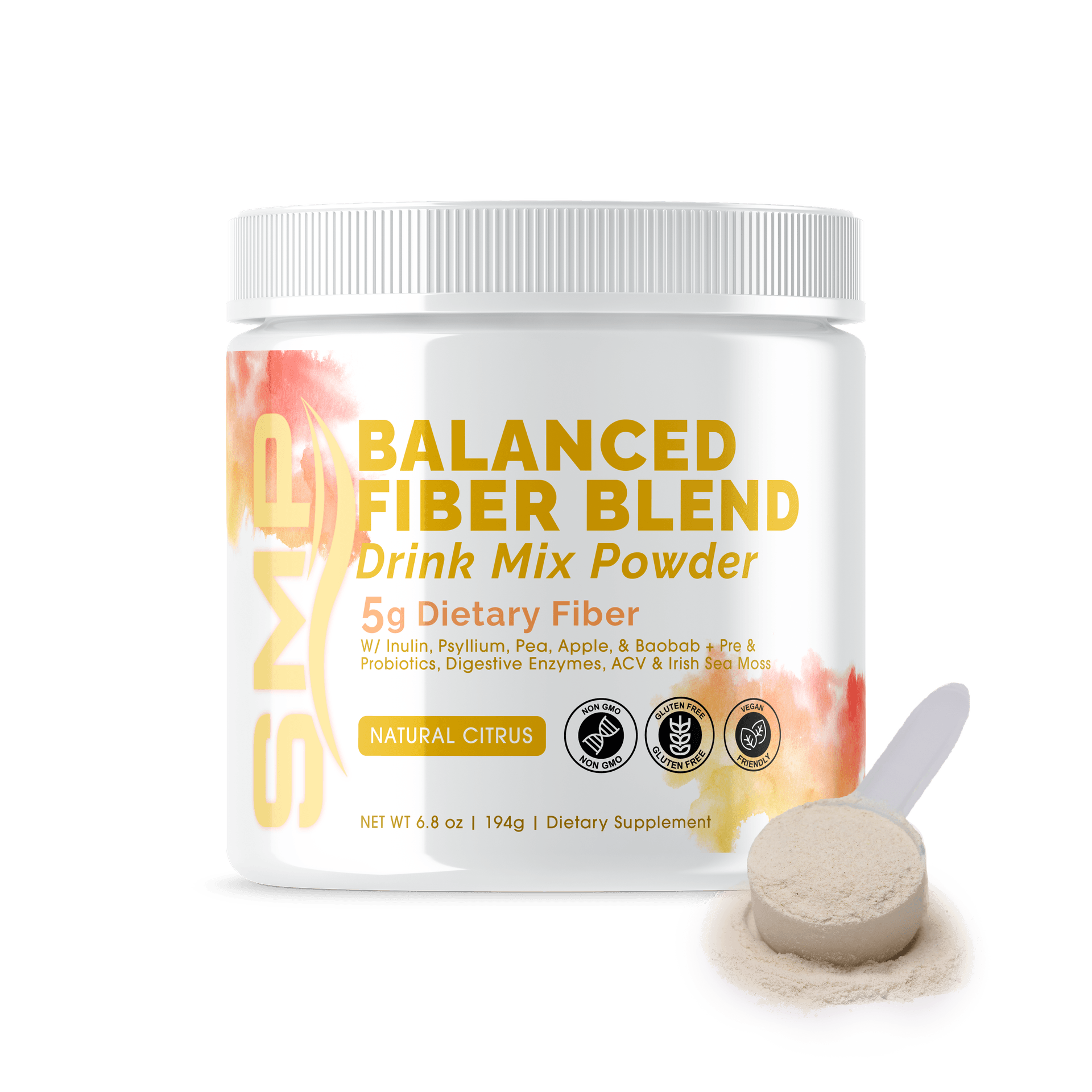 Balanced Fiber Powder + Blend Drink Mix 194.4 g - Citrus Flavored