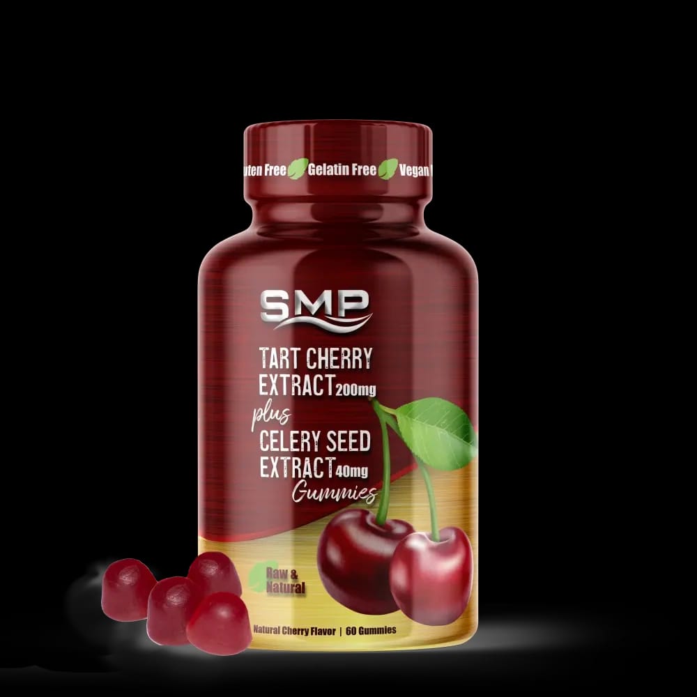 Tart Cherry Extract 2,000mg Gummies + Celery Seed Extract 400mg, Raw & Natural - Natural Cherry Flavor - Natural Colors