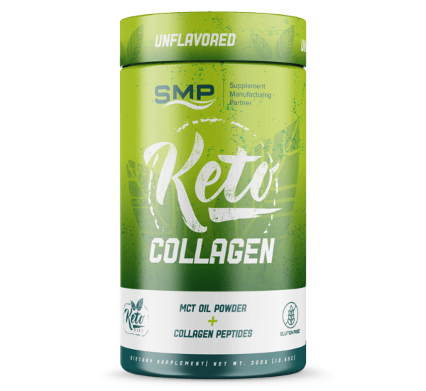 Keto Collagen Peptides + MCT Oil Powder Unflavored Blend and Fill 300g SMP Supplies Collagen, MCT oil Powder, Bottles, LIds, and Labels