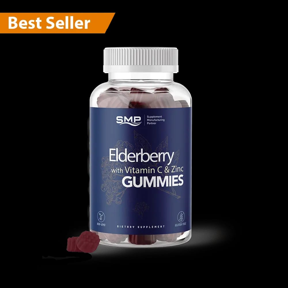 Elderberry Gummies W/ Vitamin C & Zinc - Delicious Blueberry Flavor - Berry Shape