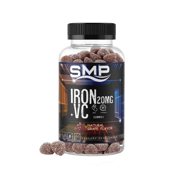 High Potency Iron Gummy - Microencapsulated Iron 20mg + Vitamin C - Men, Women, Prenatal Support Natural Grape Flavor & Color