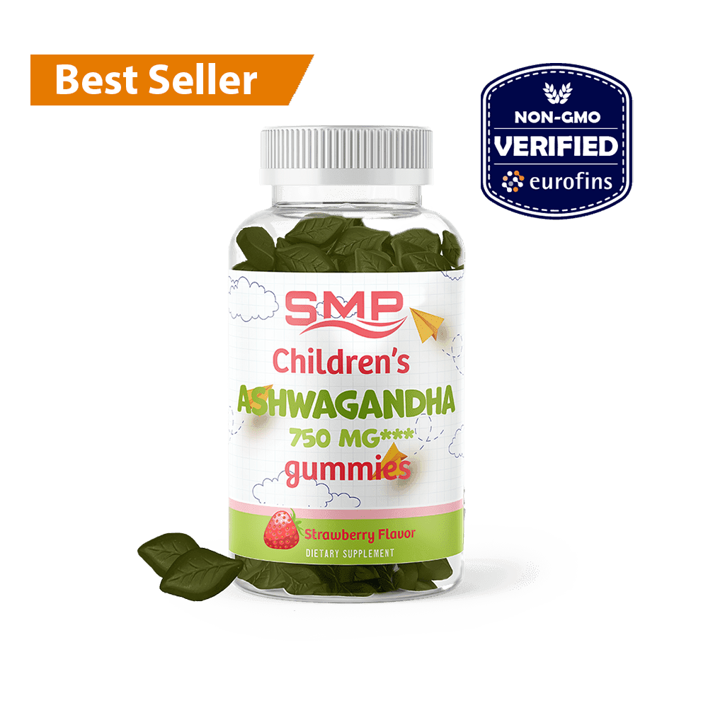 Kids Ashwagandha Root Gummies - Contains Withanolides Extract – Natural Strawberry Flavor – Leaf Shape – Natural Color - Vegan-Friendly – Non-GMO – Gluten-Free – Allergen-Free