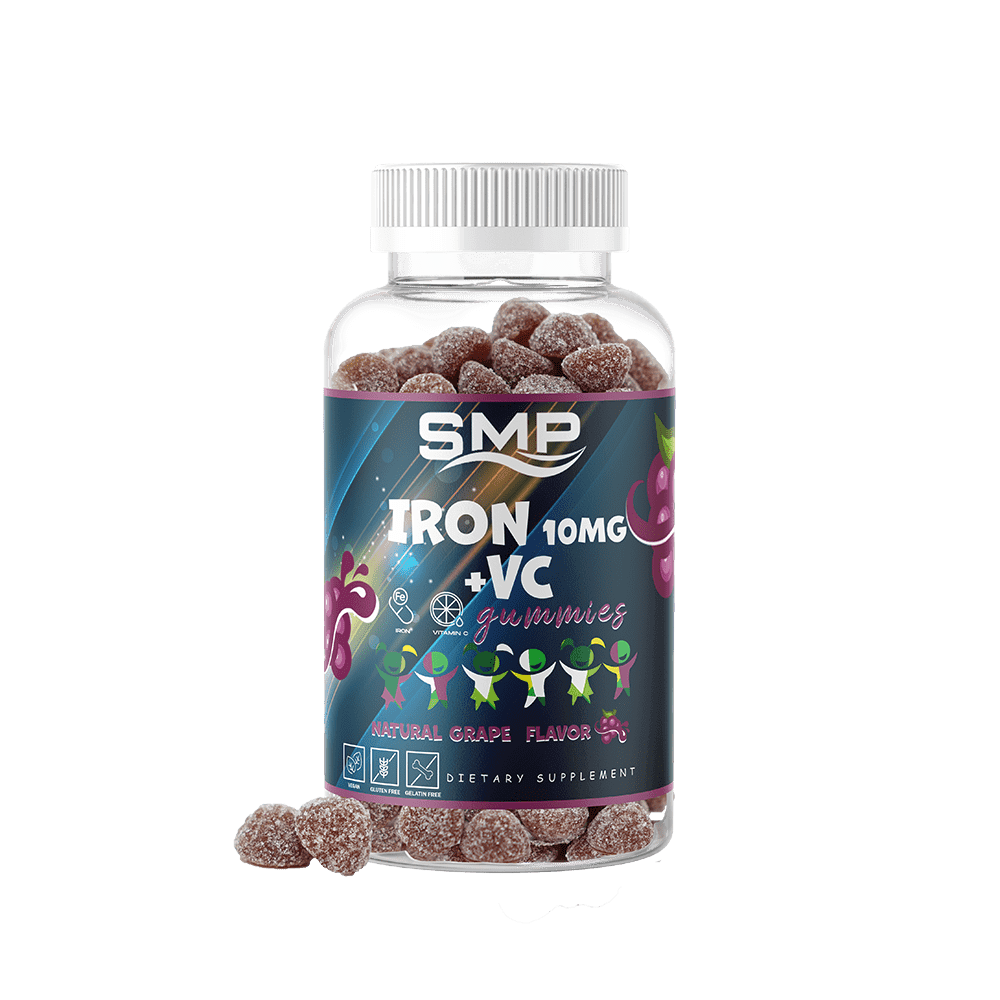 Kids 4+ High Potency Iron Gummy – Iron as Ferrous Fumarate 10mg + Vitamin C - Natural Grape Flavor & Color – Berry Shape Non-GMO – Gluten-Free – Gelatin-Free – Vegan-Friendly