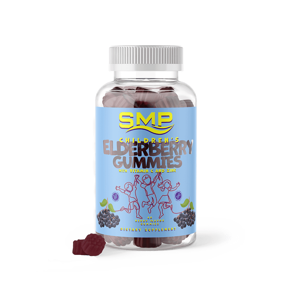 Kids Elderberry Gummies W/ Vitamin C & Zinc - Delicious Blueberry Flavor – Berry Shape - Non-GMO – Gluten & Gelatin-Free – Vegan Friendly