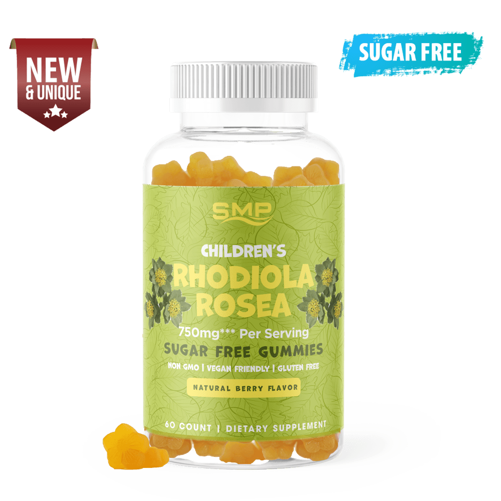 Kids 4+ 750mg*** Rhodiola Rosea Gummy – Sugar Free – Natural Berry Flavor & Color - Gluten Free - Non-GMO - Vegan Friendly