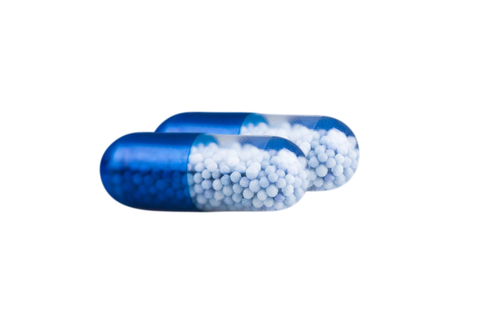 Capsule filled with pellet beadlets