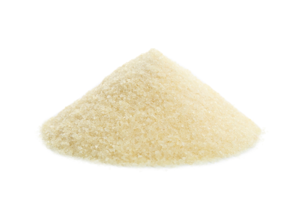 Raw gelatin granules ready to be melted into the gel mass for softgel shells