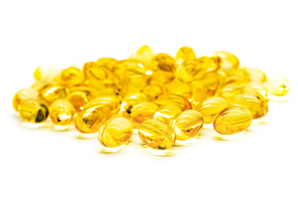 Finished golden softgel capsules produced through the softgel manufacturing process