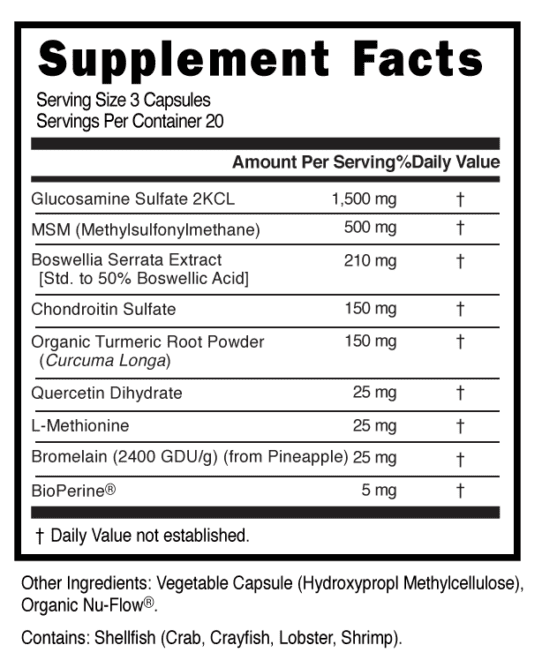 Joint Support Capsules Supplement Facts